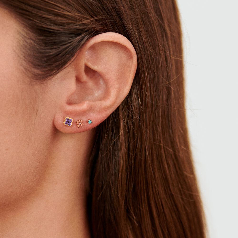 Piercing puce FLOWERY - Multicolore / Doré - Piercings  | Agatha