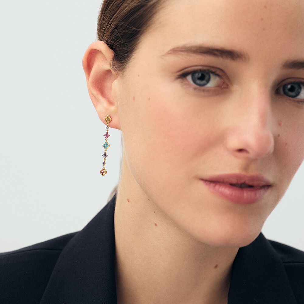 Boucles d'oreilles pendantes BELOVED - Multicolore / Dor&eacute; - Boucles d'oreilles fantaisies  | Agatha