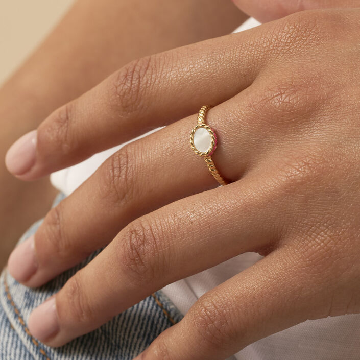 Bague fine ATMA - Nacre /rose - Bagues  | Agatha