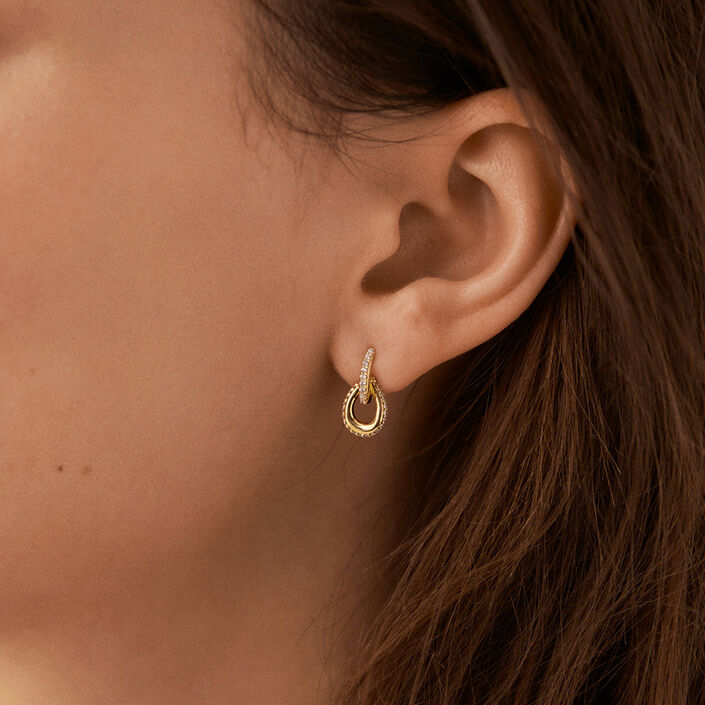 Boucles d'oreilles pendantes GEMINI - Cristal / Doré - Boucles d'oreilles  | Agatha