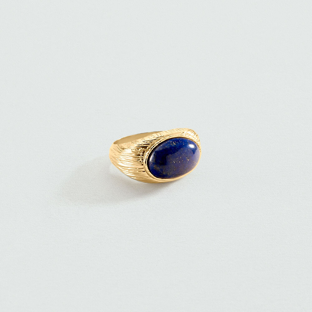 Bague large PETRA - Lapis / Doré - Bagues avec pierre  | Agatha