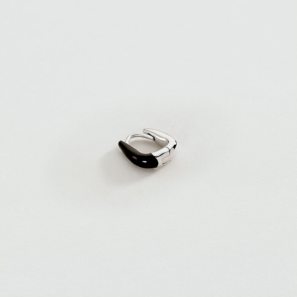 Piercing cr&eacute;ole SUZETTE - Noir / Blanc - Argent v&eacute;ritable  | Agatha
