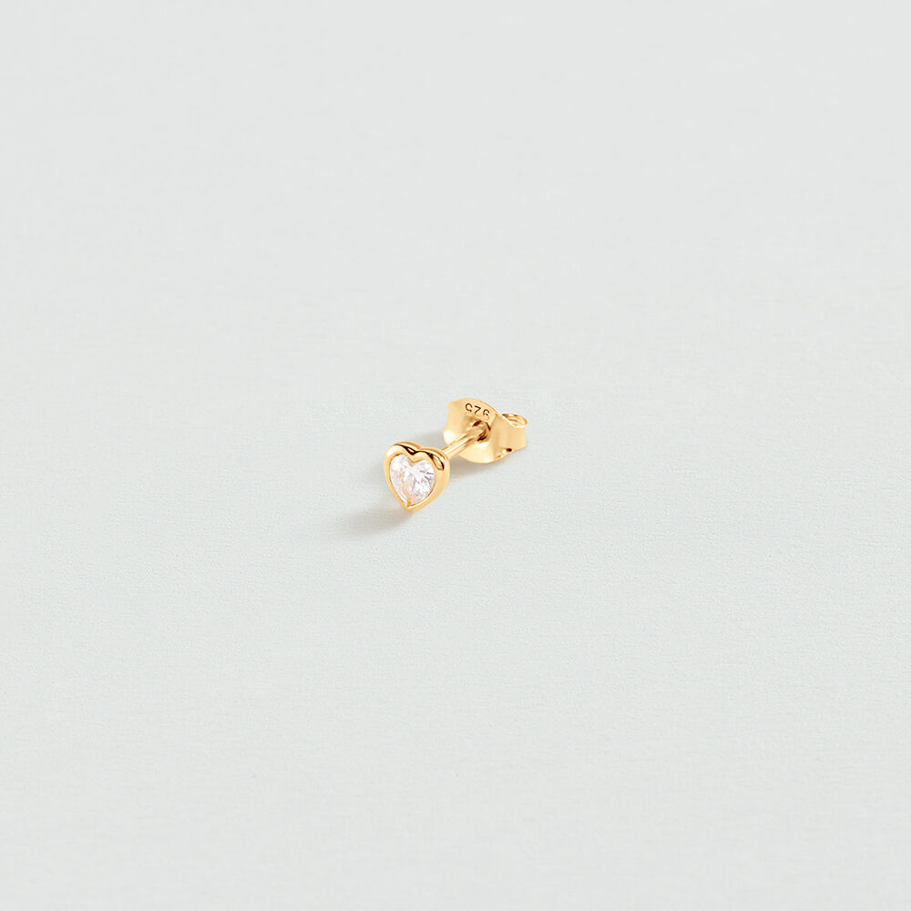 Puce &agrave; l'unit&eacute; C&OElig;UR MIX & MATCH - Dore/cristal - Boucles d'oreilles puces  | Agatha