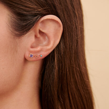 Piercing puce EAR1FLOWERY - Multicolore / Doré - Piercings  | Agatha
