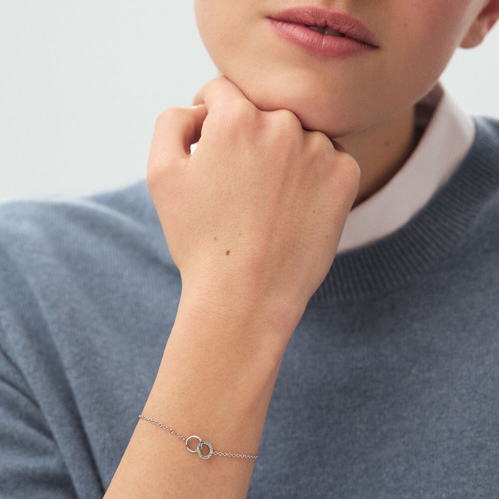 Bracelet souple RONDOU - Cristal / Argent&eacute; - Bracelets Anneaux Entrelaces  | Agatha