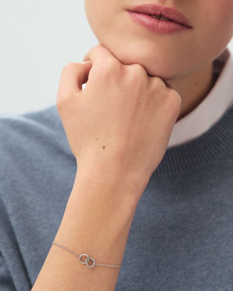 Bracelet souple RONDOU - Cristal / Argenté - Bracelets Anneaux Entrelaces  | Agatha Bracelet souple RONDOU - Cristal / Argenté - Bracelets Anneaux Entrelaces  | Agatha