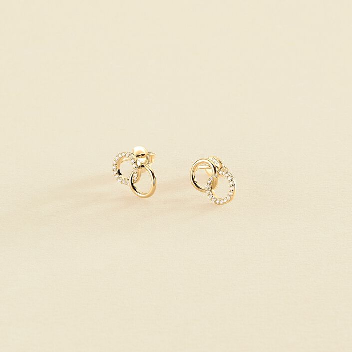 Boucles d'oreilles puces RONDOU - Cristal / Doré - Boucles d'oreilles puces  | Agatha