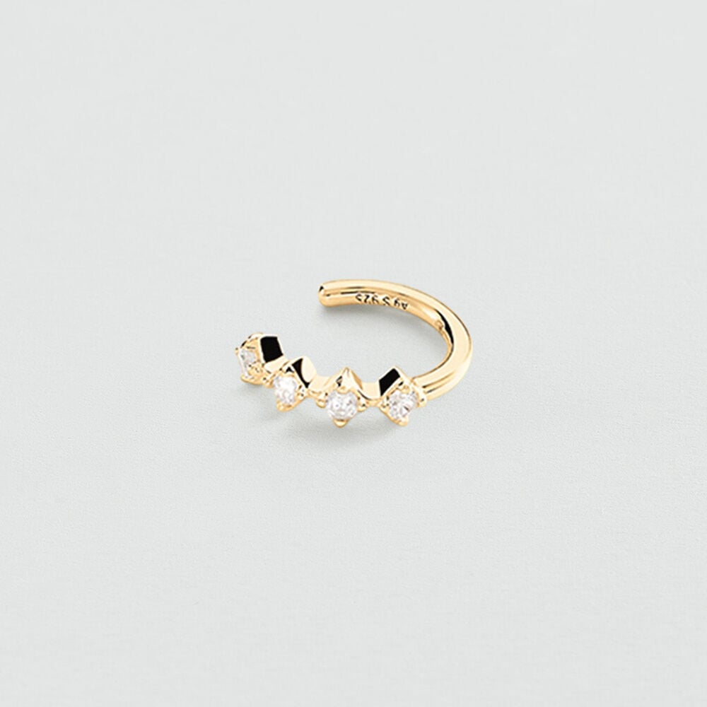 Faux piercing MIX & MATCH - Cristal / Dor&eacute; - Argent v&eacute;ritable  | Agatha