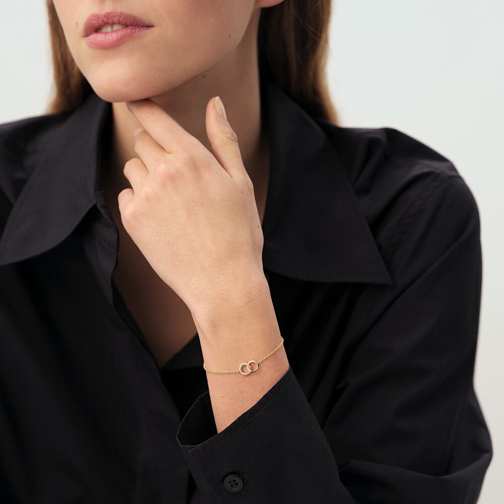 Bracelet souple RONDOU - Cristal / Doré - Bracelets Anneaux Entrelaces  | Agatha