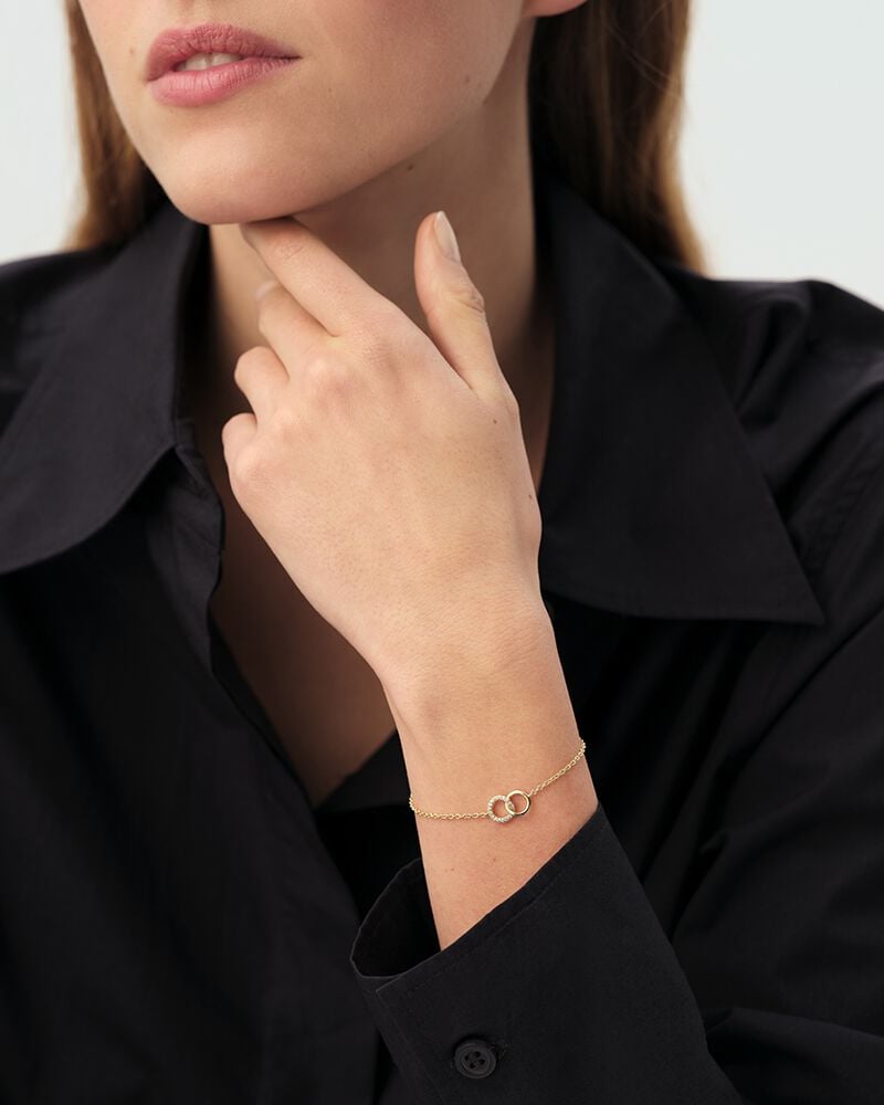 Bracelet souple RONDOU - Cristal / Doré - Bracelets Anneaux Entrelaces  | Agatha Bracelet souple RONDOU - Cristal / Doré - Bracelets Anneaux Entrelaces  | Agatha