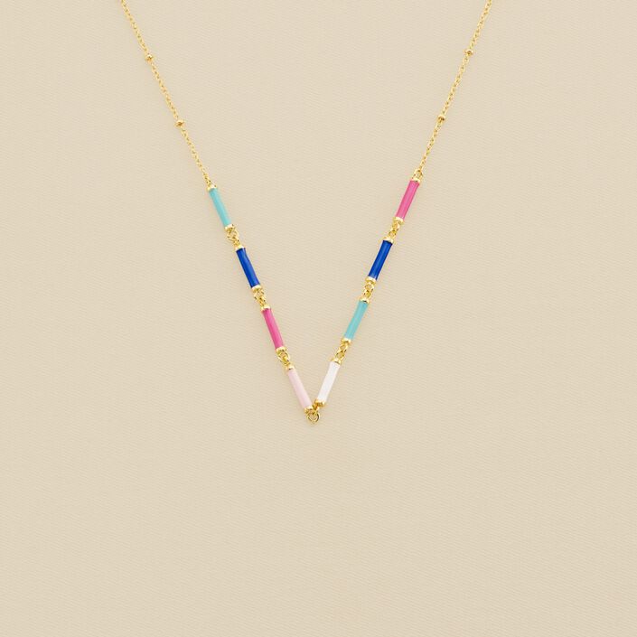 Collier ras du cou BONHEUR - Rose/blanc/bleu - Colliers  | Agatha