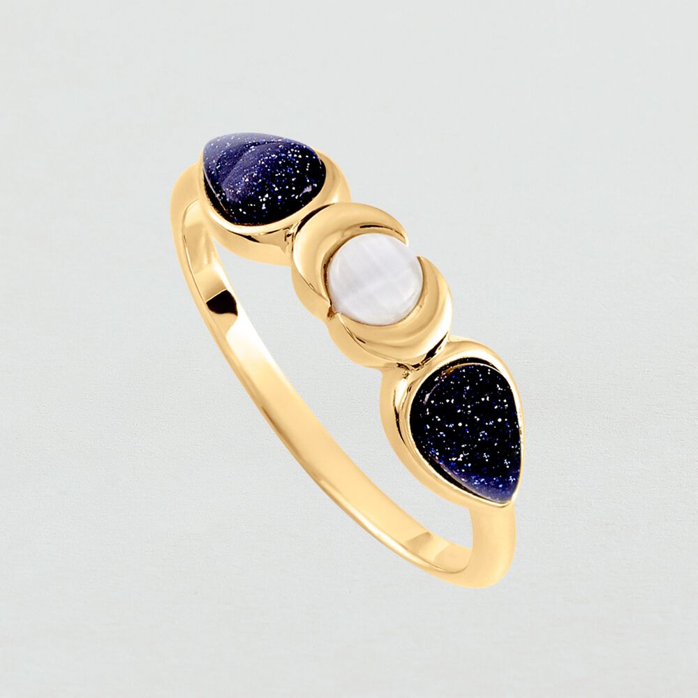 Bague fine CREPUSCULE - Bleu / Doré - Outlet  | Agatha
