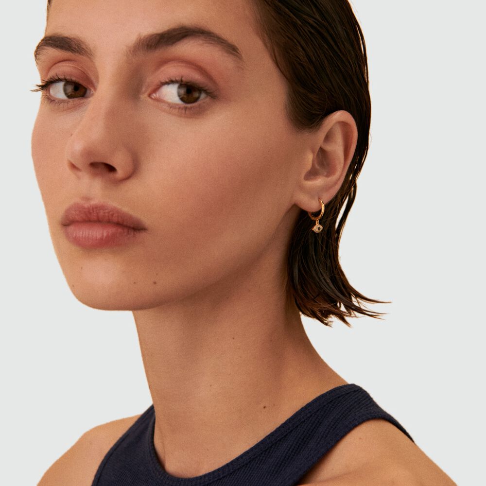 Cr&eacute;ole &agrave; l'unit&eacute; EAR3NAZAR - Bleu / Dor&eacute; - Boucles d'oreilles  | Agatha