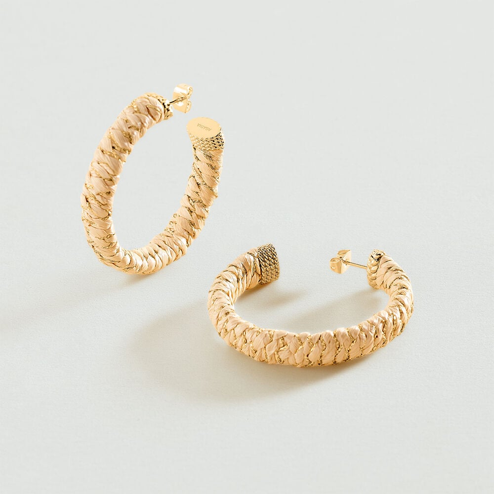 Cr&eacute;oles RAFIA - Beige / Dor&eacute; - Boucles d'oreilles fantaisies  | Agatha