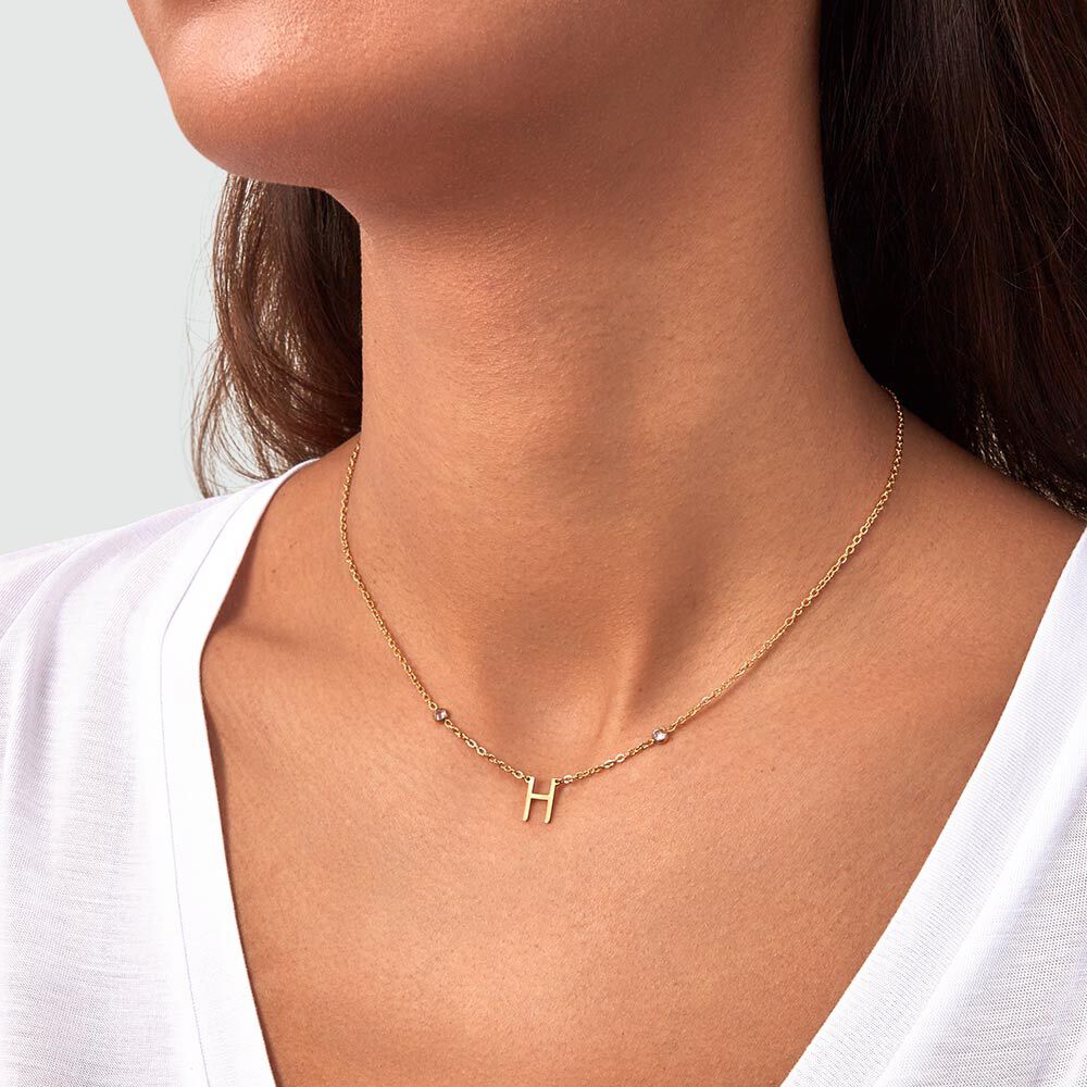 Collier ras du cou LETTRE H - Cristal / Doré - Outlet  | Agatha