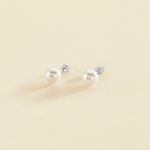 Boucles d'oreilles puces PERL - Perle / Argenté - Boucles d'oreilles puces  | Agatha