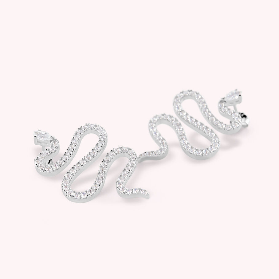 Boucles d'oreilles pendantes SNAKY - Cristal / Argenté - Boucles d'oreilles  | Agatha