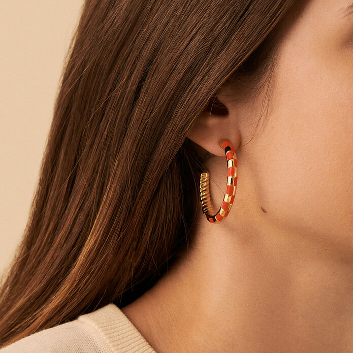 Créoles BRIGITTE - Orange / Doré - Boucles d'oreilles  | Agatha