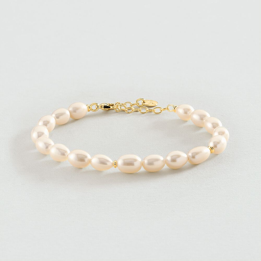 Bracelet souple MARGAUX - Perle / Dor&eacute; - Bracelets fantaisie  | Agatha