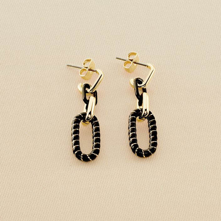 Boucles d'oreilles pendantes SESHA - Noir / Doré - Boucles d'oreilles  | Agatha