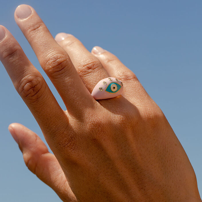 Bague large CYCLADES - Rose pâle/ doré - Bagues  | Agatha