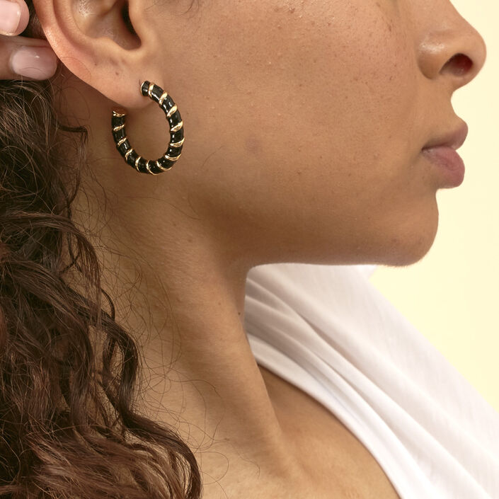 Créoles SESHA - Noir / Doré - Boucles d'oreilles  | Agatha