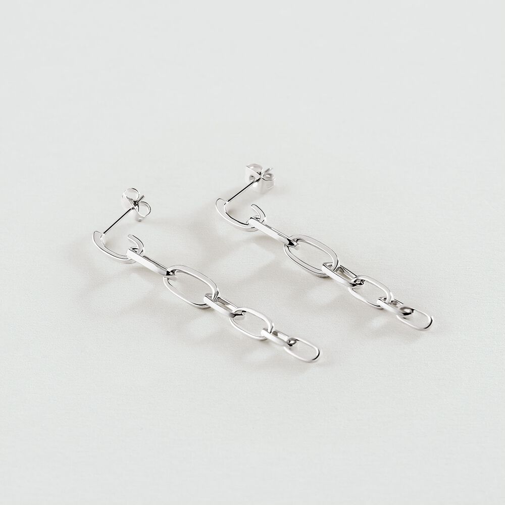 Boucles d'oreilles pendantes CHAIN - Argenté - Boucles d'oreilles fantaisies  | Agatha