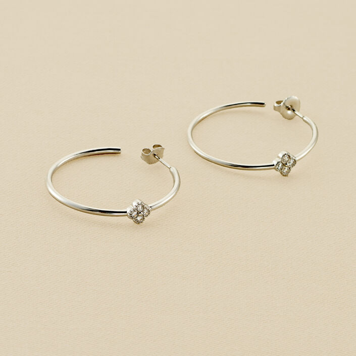 Créoles BELOVED - Cristal / Argenté - Boucles d'oreilles  | Agatha