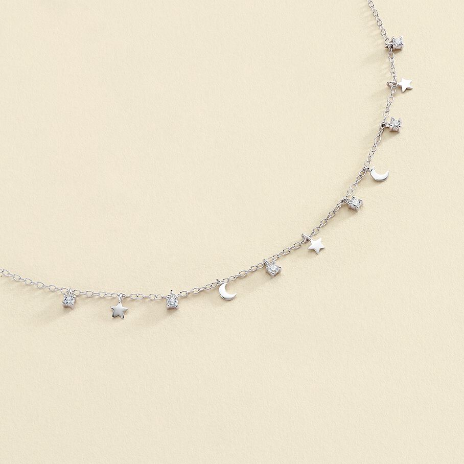 Collier ras du cou LUNITAS - Cristal / Argenté