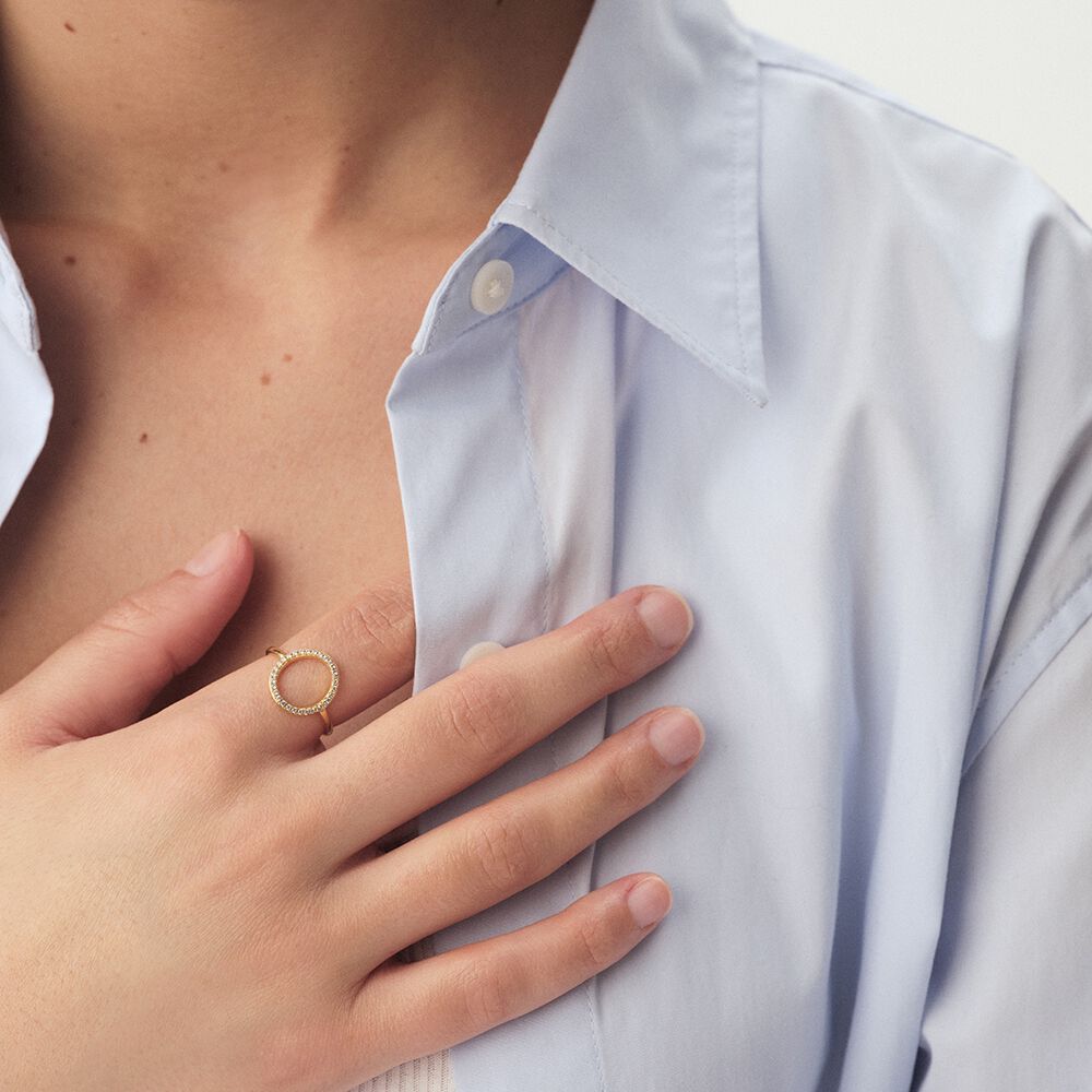 Bague fine RONDOU - Cristal / Dor&eacute; - Bagues avec pierre  | Agatha