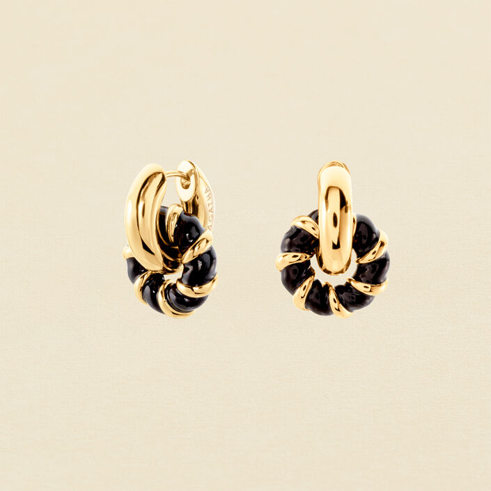 Créoles SESHA - Noir / Doré - Boucles d'oreilles  | Agatha