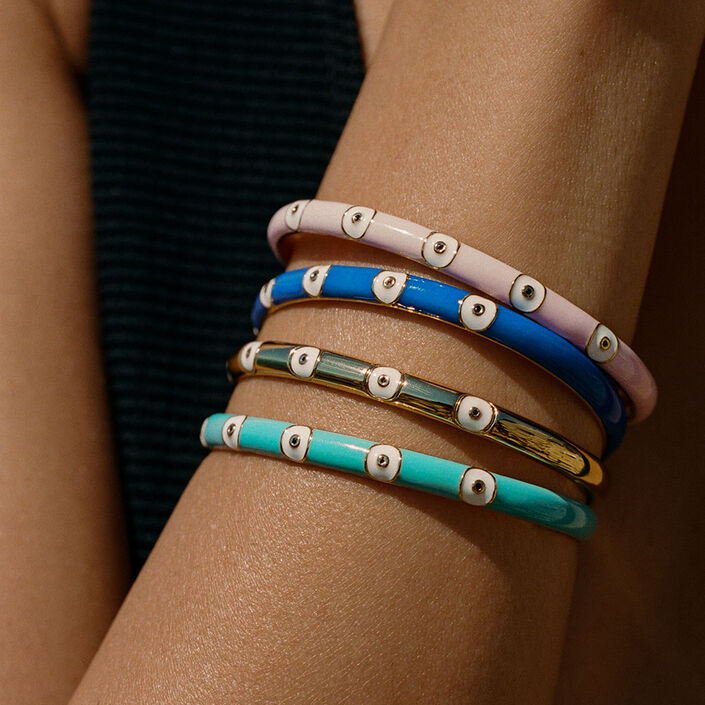 Jonc CYCLADES - Bleu / Doré - Bracelets  | Agatha