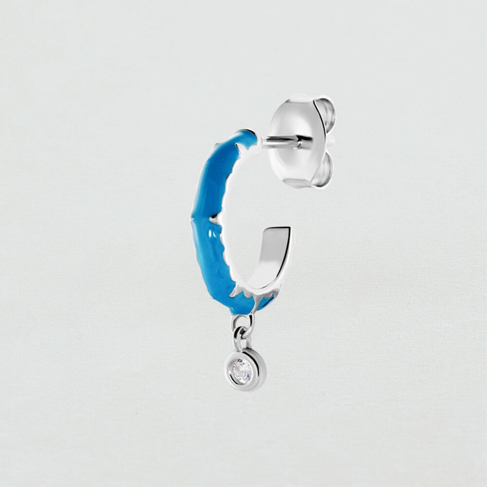 Piercing cr&eacute;ole JUNGLY - Bleu / Argent&eacute; - Argent v&eacute;ritable  | Agatha