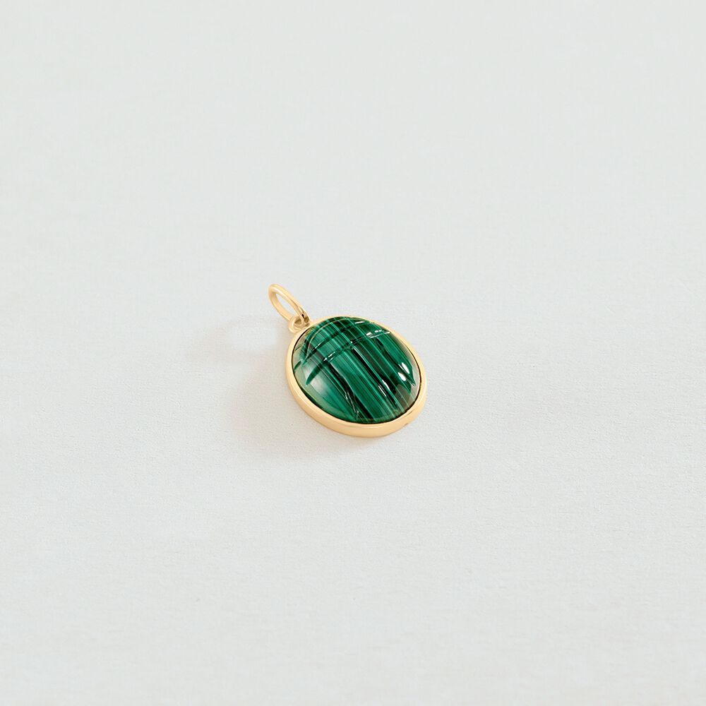 Pendentif SCARAB&Eacute; MALACHITE - Vert / Dor&eacute; - Autres pierres  | Agatha