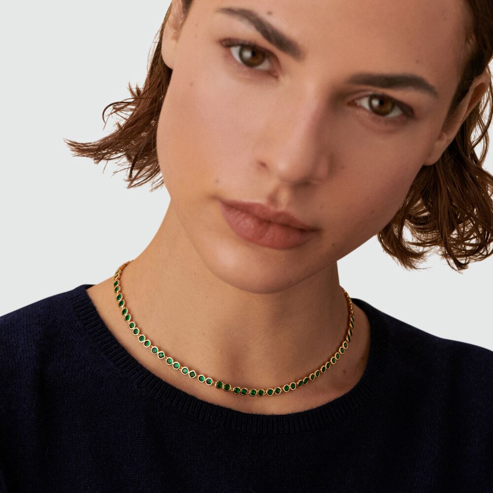 Collier ras du cou ADAMAS - Vert / Doré - Colliers fantaisie  | Agatha