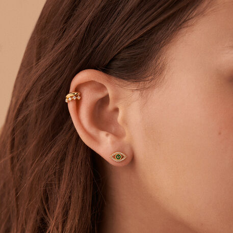 Boucles d'oreilles puces LUCKY EYE - Vert / Doré - Boucles d'oreilles puces  | Agatha