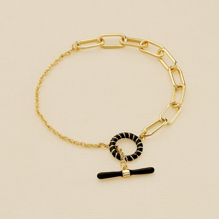 Bracelet souple SESHA - Noir / Doré - Bracelets  | Agatha