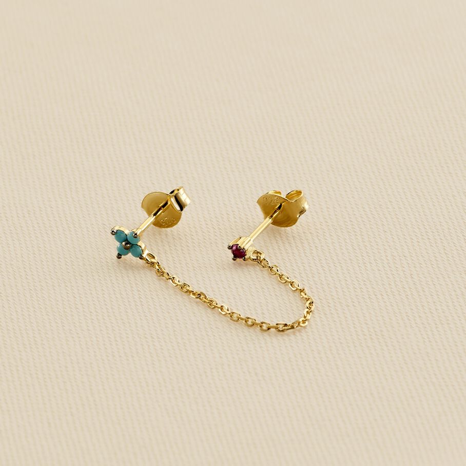 Piercing puce MIX& MATCH - Turquoise / Doré - Piercings  | Agatha