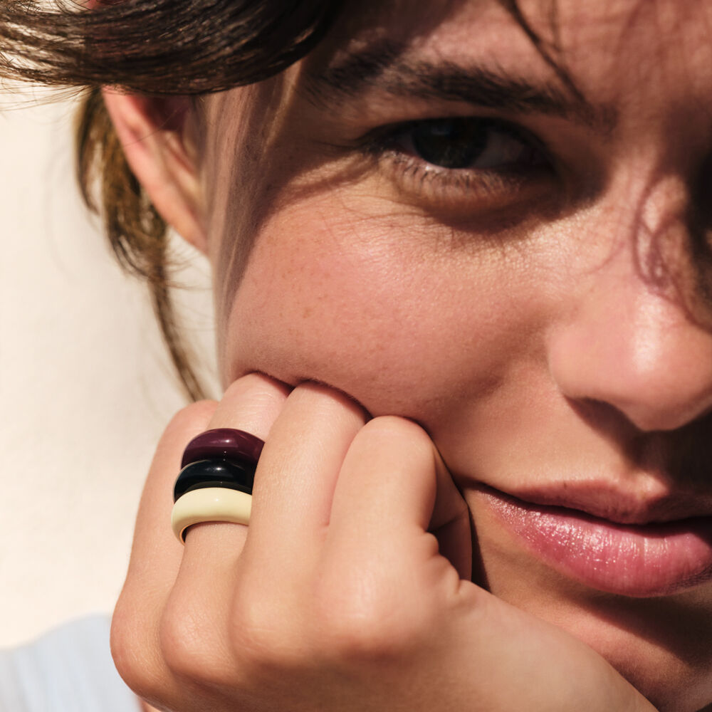 Bague fine LEO - Bordeaux / Doré - Bagues fines  | Agatha