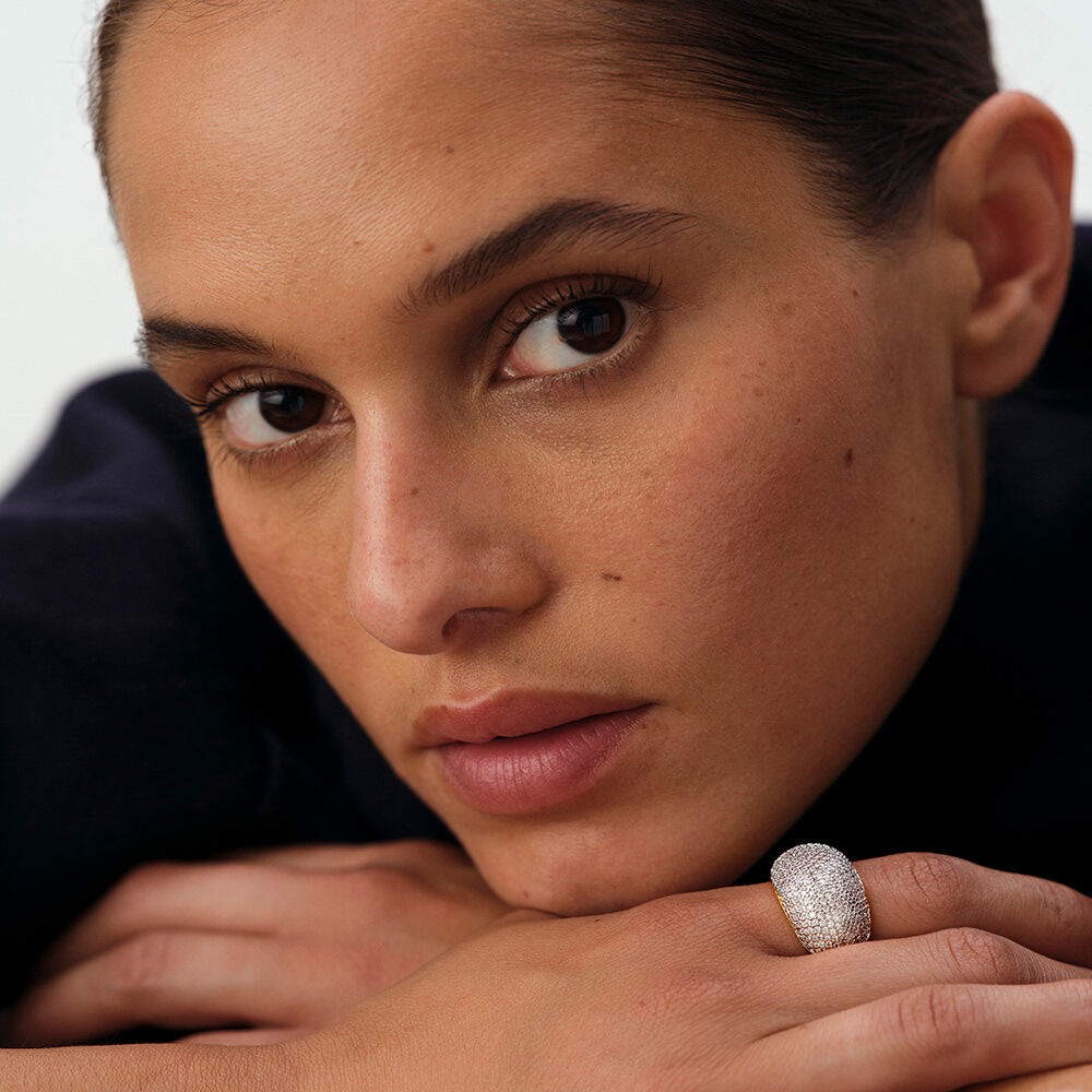 Bague large DANAE - Cristal / Dor&eacute; - Bagues larges  | Agatha