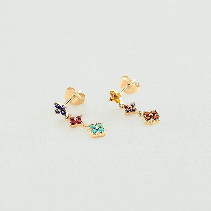 Boucles d'oreilles pendantes BELOVED - Multicolore / Doré - Boucles d'oreilles  | Agatha