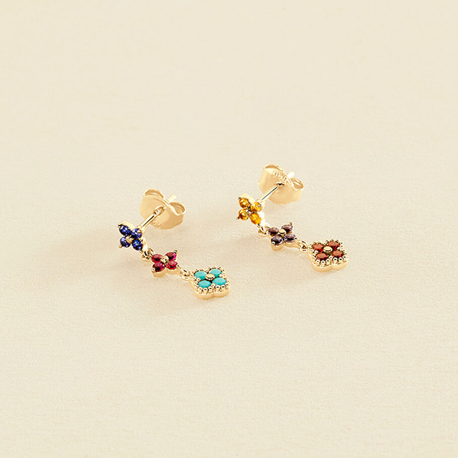 Boucles d'oreilles pendantes BELOVED - Multicolore / Doré - Boucles d'oreilles  | Agatha