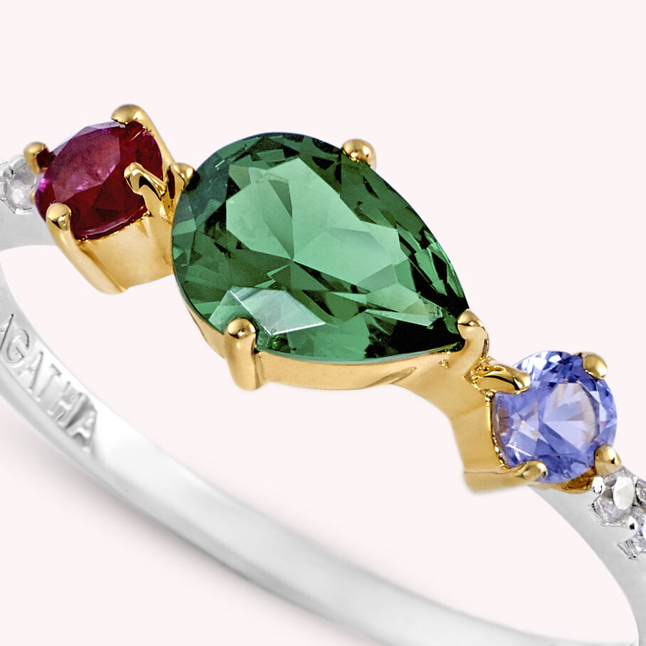 Bague fine ASTRE - Multicolore / Doré - Bagues  | Agatha