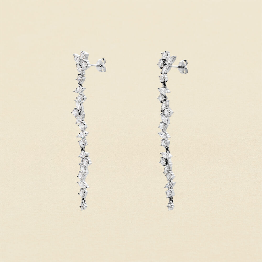 Boucles d'oreilles pendantes PLEIADES - Cristal / Argent&eacute; - Boucles d'oreilles fantaisies  | Agatha