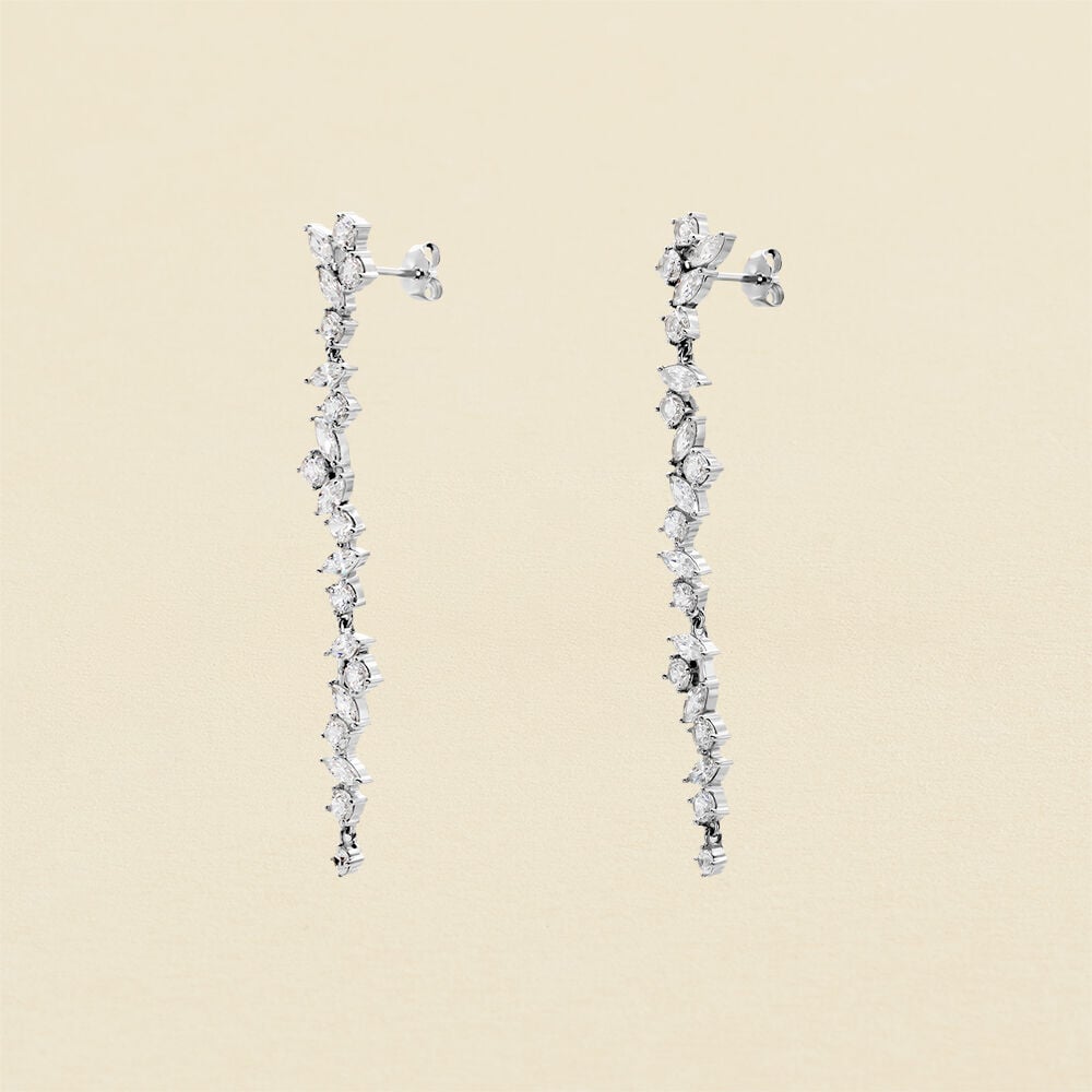 Boucles d'oreilles pendantes PLEIADES - Cristal / Argenté - Boucles d'oreilles fantaisies  | Agatha