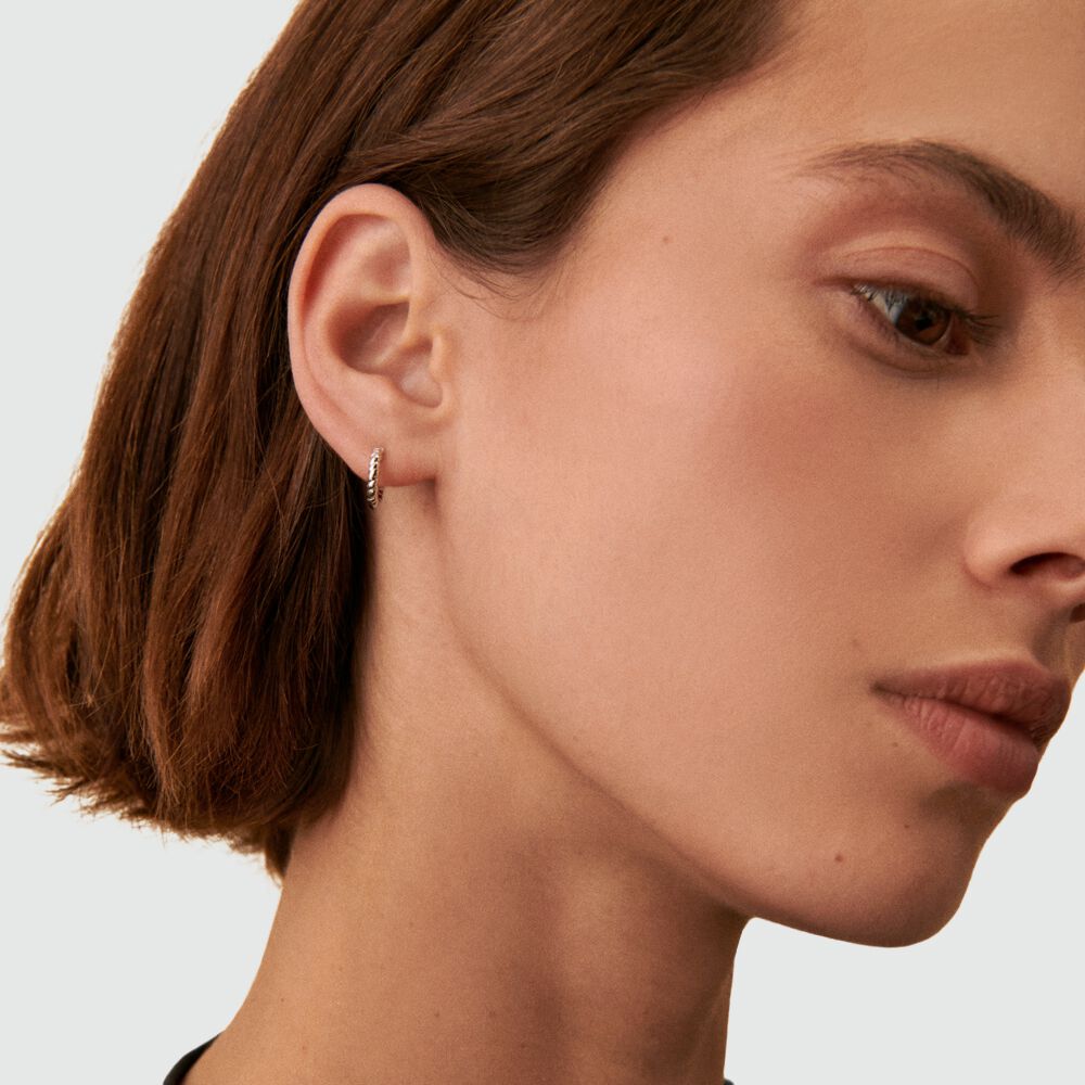 Piercing créole TRESSEE - Argenté - Bijoux sans pierre  | Agatha