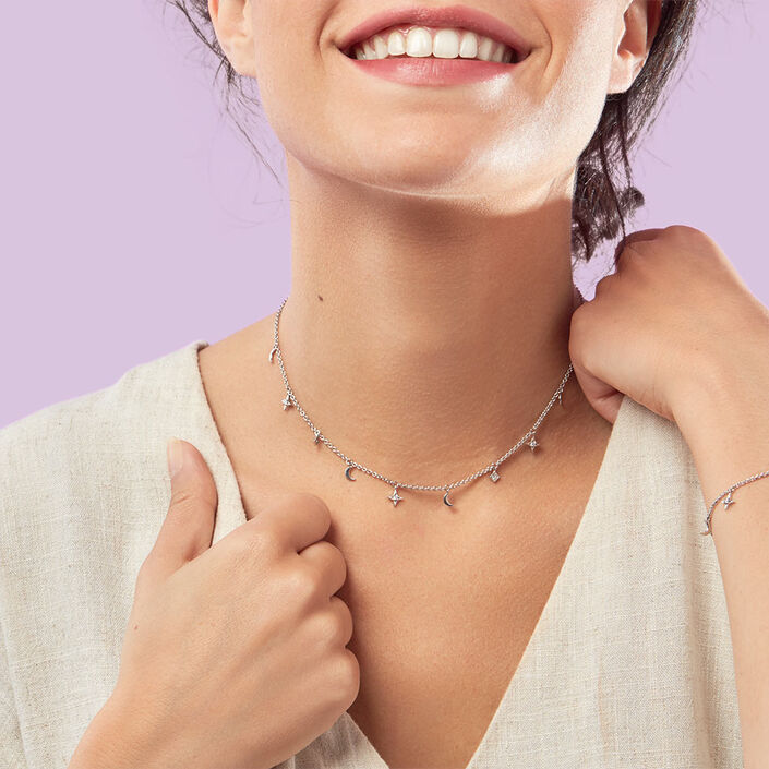 Collier ras du cou GALAXIE - Cristal / Argenté - Colliers  | Agatha