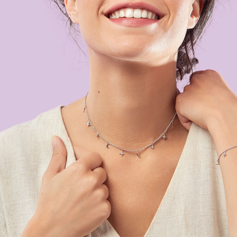 Collier ras du cou GALAXIE - Cristal / Argenté - Colliers  | Agatha