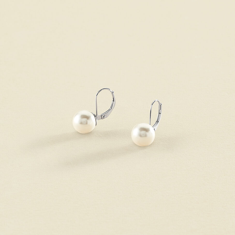 Boucles d'oreilles pendantes PEARLY - Perle / Argenté