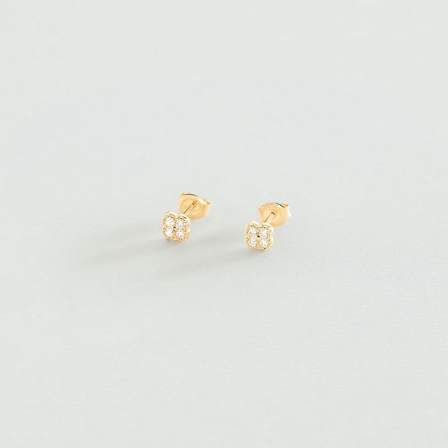 Boucles D'oreilles Puces Doré Et Cristal Rose - Bijoux Des Lys, Sans Marque